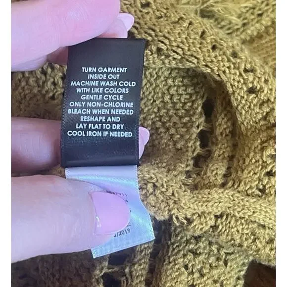 Torrid Crochet Knit Short Sleeve Top Sz 2X Mustard Cotton Fringe Open Knit Layer - Picture 11 of 11